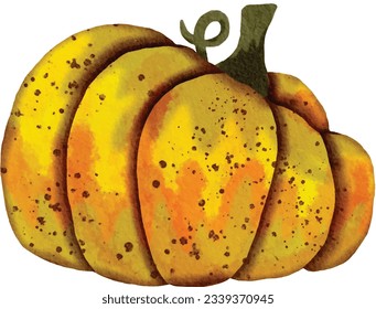 Watercolor Pumpkin in Rustic Style