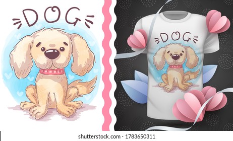 Watercolor puppy - idea for print t-shirt