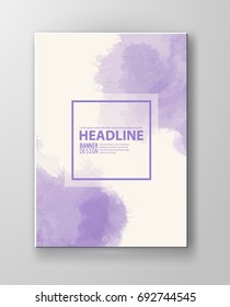 Watercolor purple color design banner . Vector illustration