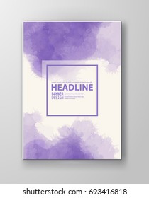 Watercolor purple color design banner . Vector illustration