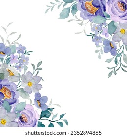 Watercolor purple floral frame for wedding, birthday, card, background, invitation, wallpaper, sticker, decoration etc.