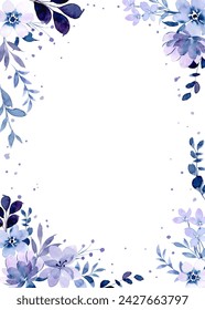 Watercolor purple floral frame for wedding, birthday, card, background, invitation, wallpaper, sticker, decoration etc.
