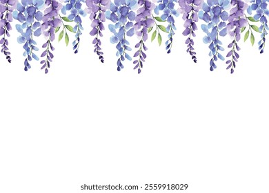 Watercolor purple floral frame for wedding, birthday, card, background, invitation, wallpaper, sticker, decoration etc.