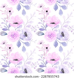 Watercolor purple flower pattern for background, fabric, textile, fashion, wallpaper, wedding, banner, sticker, decoration etc.

