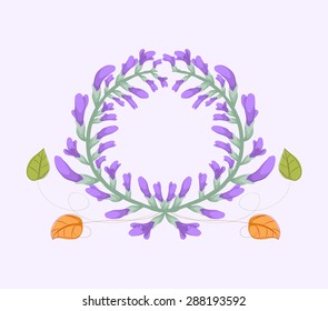 Watercolor purple flowers frame