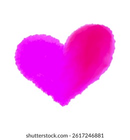 Watercolor purple heart illustration in aquarelle style. Hand drawn watercolor heart for Valentines day, wedding, love design. Isolated romantic watercolor heart for greeting card and decoration.