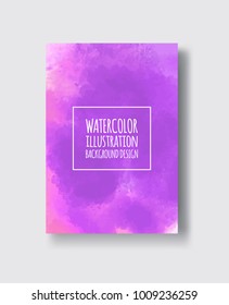 Watercolor purple, pink, fuchsia color design banner. Vector illustration