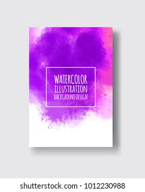 Watercolor purple, pink, fuchsia color design banner. Vector illustration