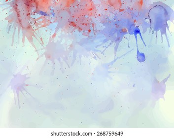 Watercolor purple and red splatter vector