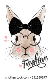 watercolor rabbit illustration for apparel