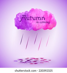 watercolor rain cloud and blots.vector illustration in watercolor style