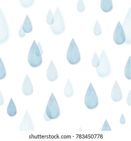 WATERCOLOR  RAIN DROPS PATTERN. Editable and repeatable vector illustration file.