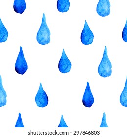 Watercolor rain drops, seamless pattern hand-drawn style. Great for your design