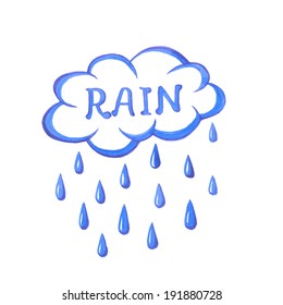 Watercolor. Rain. Vector illustration.