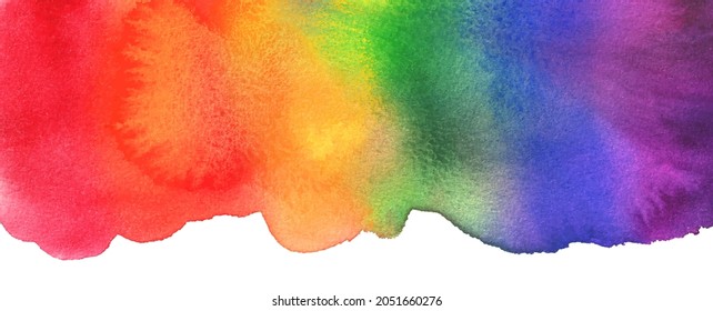 Watercolor rainbow abstract painting background. Red, orange, yellow, green, blue indigo violet purple colors