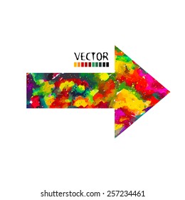 Watercolor rainbow arrow. Vector