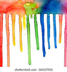 Watercolor rainbow banner. Vector background. Can be used for wallpaper, pack, web page. Blobs, stain, paints blot.
