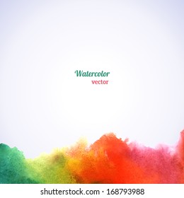 Watercolor rainbow border. Vector illustration. Composition for scrapbook elements. Invitation or greeting card design.