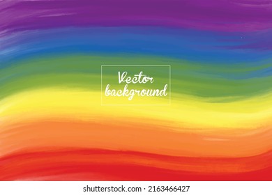 Watercolor rainbow brush stripes  pattern background. Paintbrush lines texture for backdrop. Hand drawn paint strokes design artwork vector. 