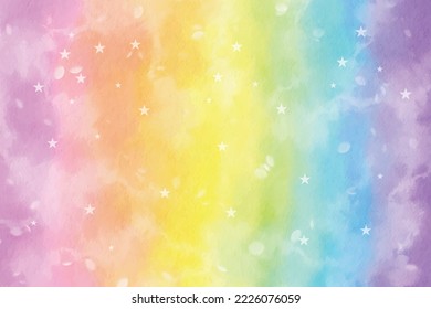 Watercolor rainbow brush stripes  pattern background. Paintbrush lines texture for backdrop. Hand drawn paint strokes design artwork vector. 