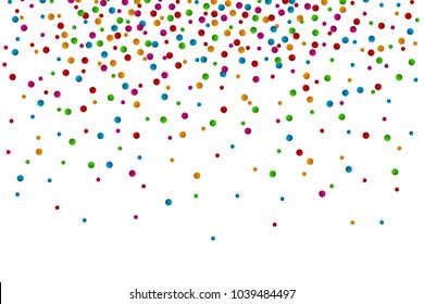 Watercolor rainbow colored confetti border with space for text