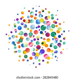 Watercolor Rainbow Colored Confetti Scattered Around. Colorful Confetti Background. Confetti Party. Vector Illustration