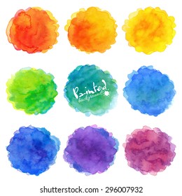 Watercolor rainbow colors stains vector set