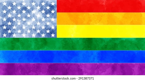 watercolor rainbow flag of usa. vector illustration. american flag background for banner. creative idea