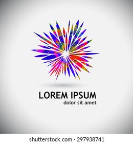 Watercolor rainbow flower logo. Vector