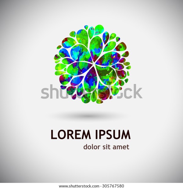Watercolor Rainbow Flower Logo Vector Stock Vector (Royalty Free) 305767580