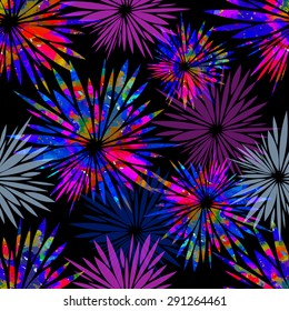 Watercolor rainbow flower seamless background. Vector