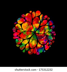Watercolor rainbow flower. Vector