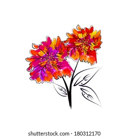 Watercolor rainbow flower. Vector 