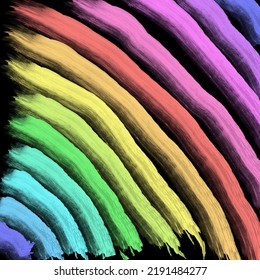 Watercolor Rainbow On Black For Children's Room Wall Decor Isolated Flat Design Modern Colors