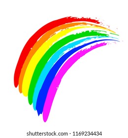 Watercolor rainbow on white background. Watercolor brushes