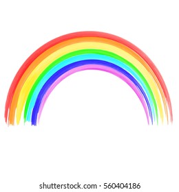 Watercolor rainbow on white background. 
Watercolor brushes