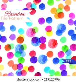 Watercolor rainbow repeated pattern. Vector illustration.