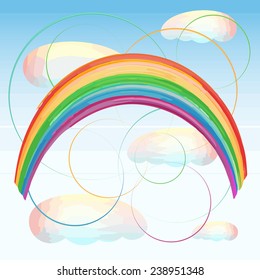 Watercolor rainbow vector background