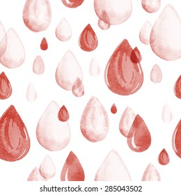 Watercolor raindrops seamless pattern. Vector illustration
