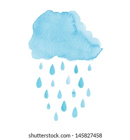 Watercolor rainy cloud. Vector illustration