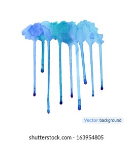 Watercolor rainy cloud. Vector illustration