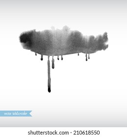 Watercolor rainy cloud. Vector illustration