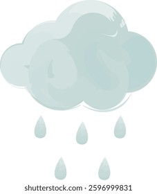 Watercolor Rainy Cloud Vector Illustration