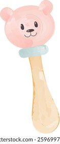 Watercolor Rattle Toy Vector Illustration