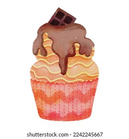 Watercolor Realistic Cupcake Muffin Graphics 06