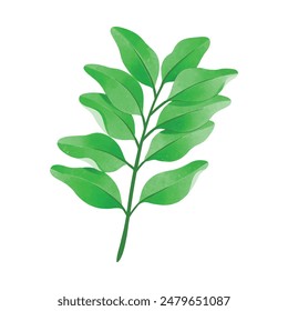 Watercolor realistic Monochromatic tropical leaves design.