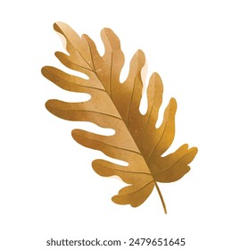 Watercolor realistic Monochromatic tropical leaves design.