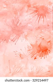 Watercolor  red background with splashes in sepia for your design