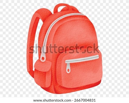 Watercolor red backpack isolated for student and school design vector.