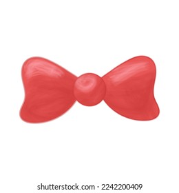 watercolor red bow isolated on white background, St valentine's day